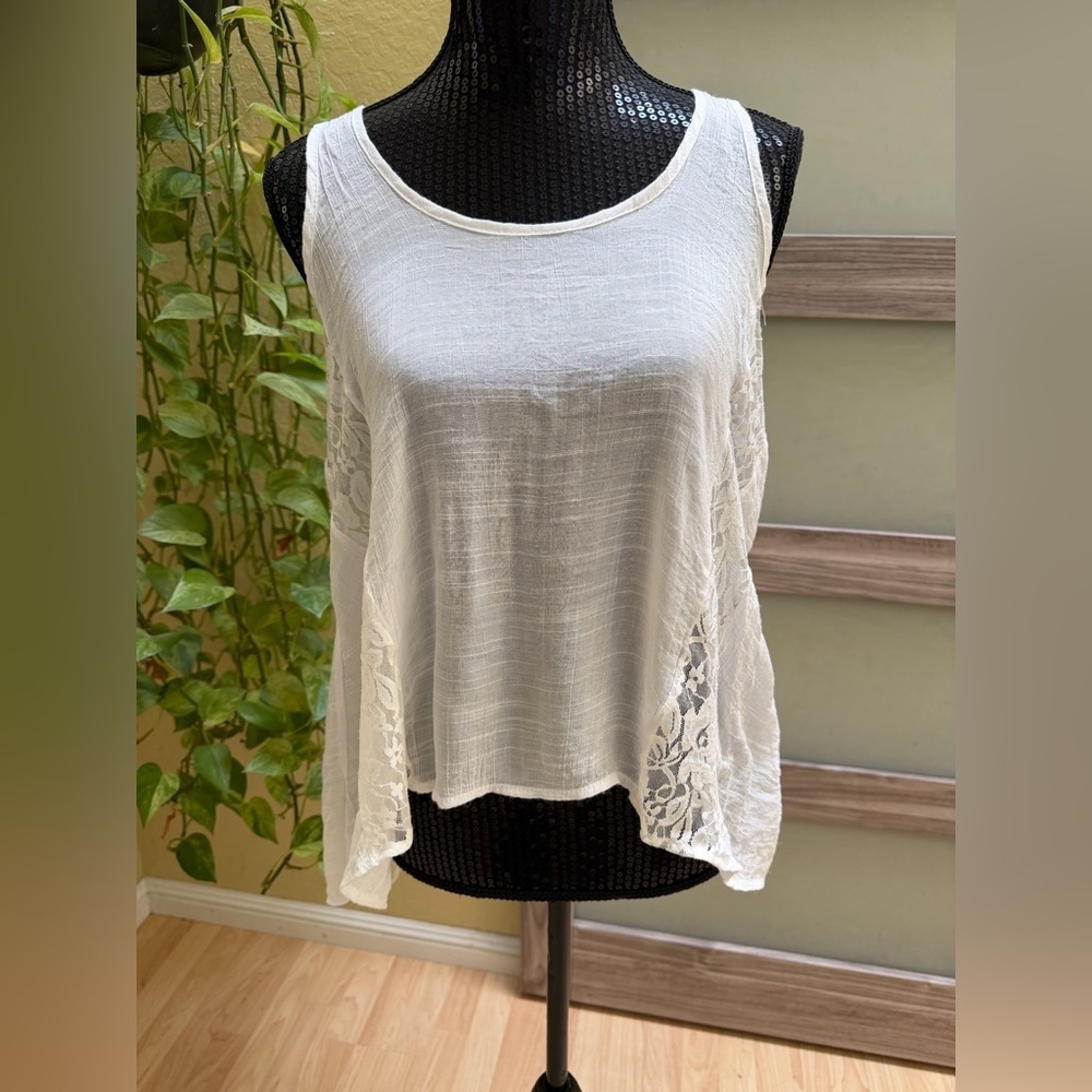 Fashionomics Boho Lace High Low Tank Top Size S - Picture 1 of 6